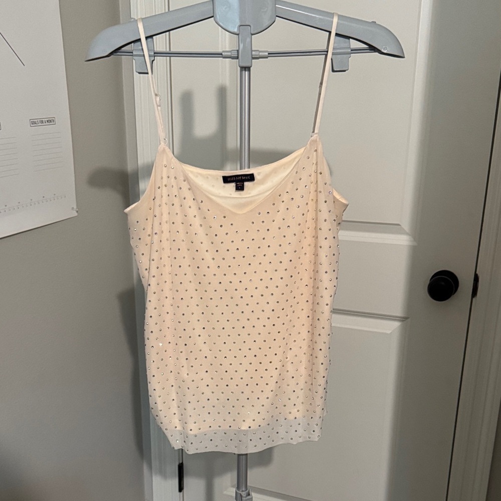 Skies Are Blue Cream Iridescent gemstone Dot Camisole